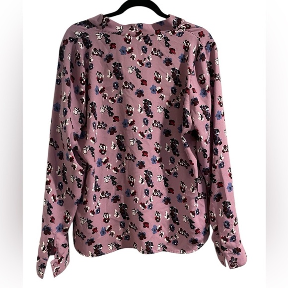 Halogen Purple Floral Button Down Casual Blouse Size XL - Picture 3 of 3